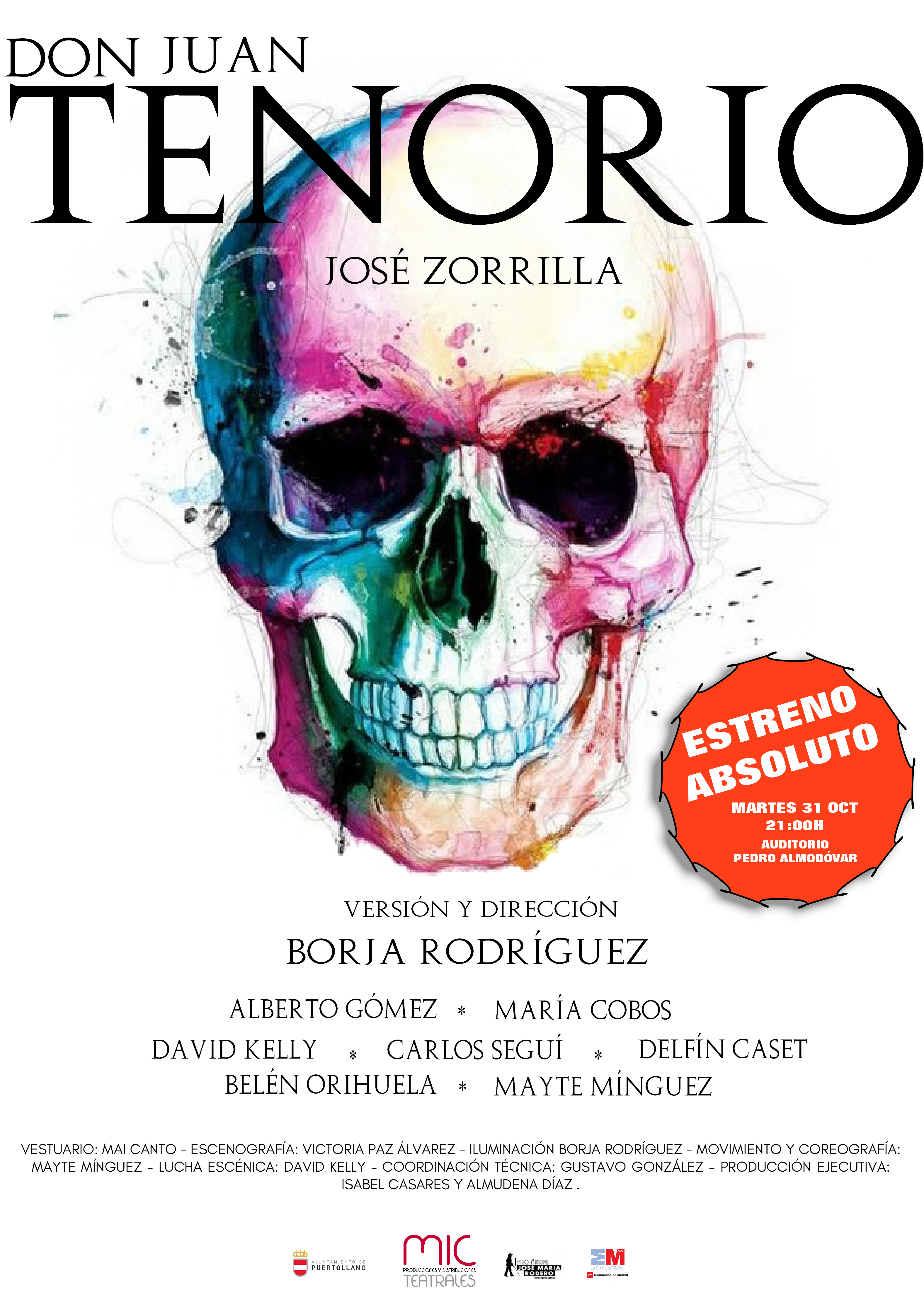 Cartel "Don Juan Tenorio" de José Zorrilla. Versión y Dirección de Borja Rodríguez
