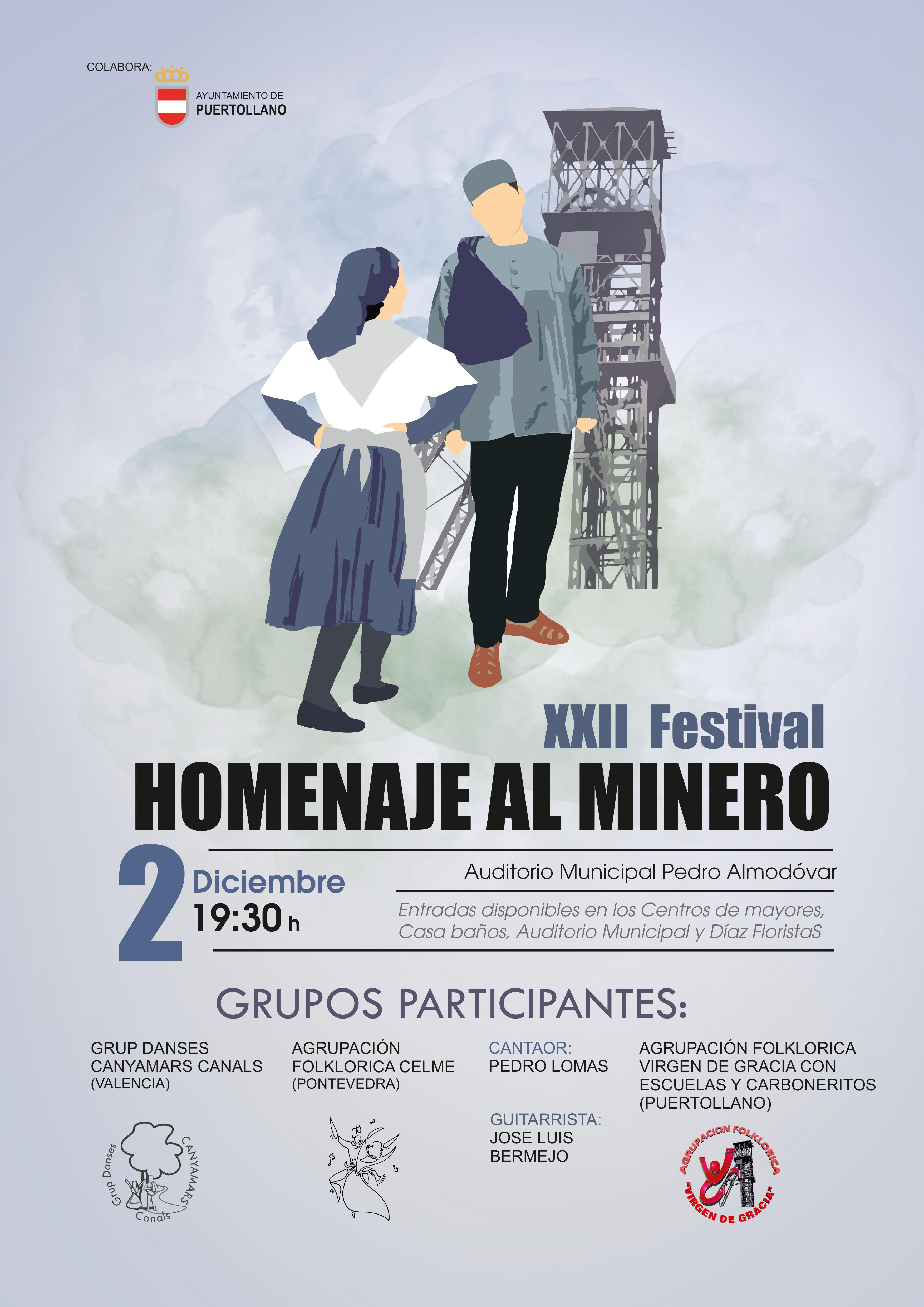 Cartel XXII Festival Homenaje al Minero, organizado por Agrupación Folklórica Virgen de Gracia
