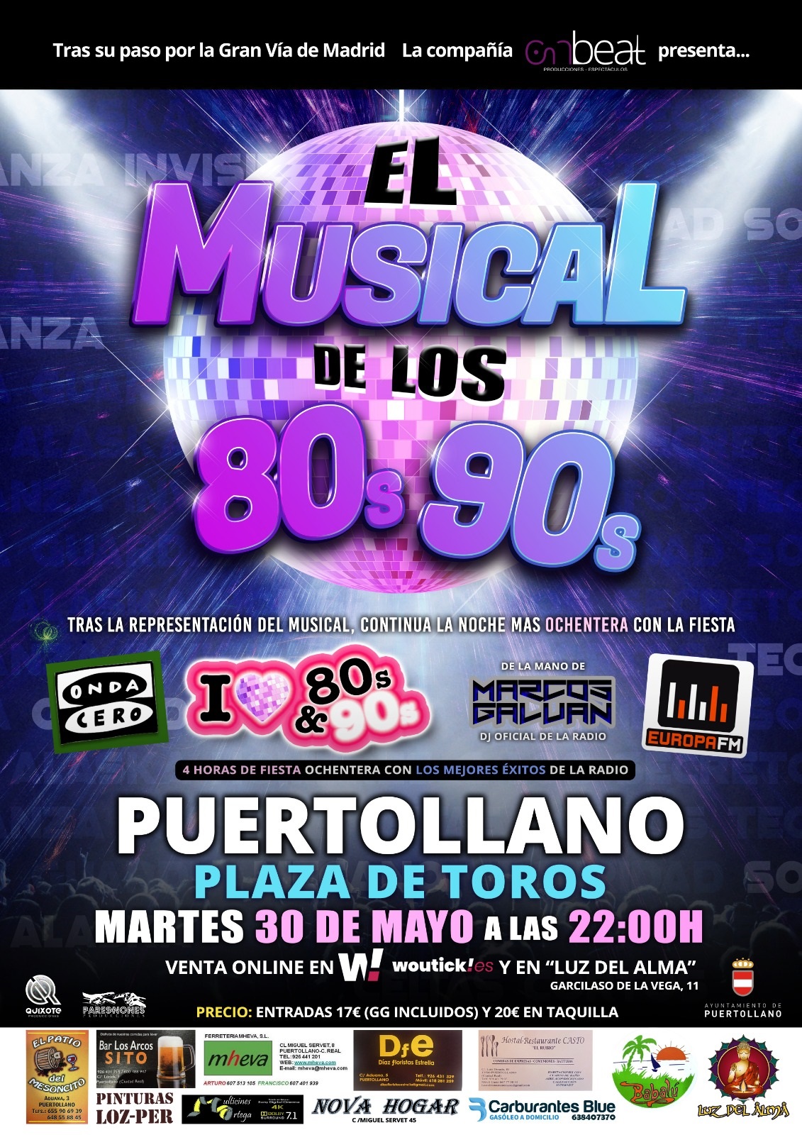 Un millar de entradas vendidas del musical de los 80 y 90 del 30 de mayo en  la Plaza de Toros - Ayuntamiento de Puertollano